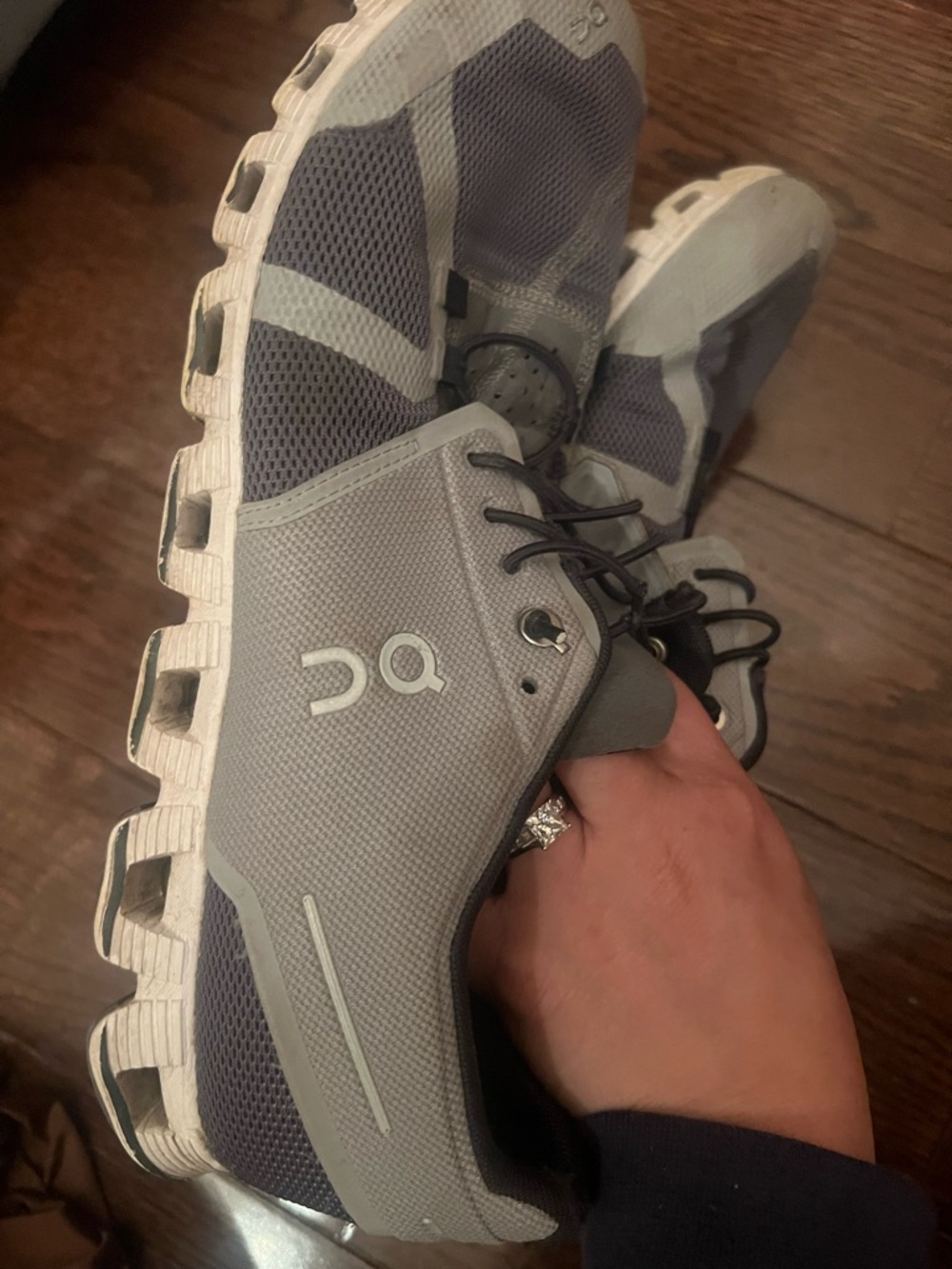 On Running Men's Cloud Athletic Shoes in Gray and White